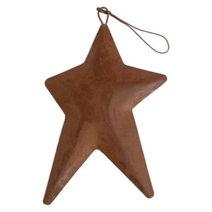 Pack of 12 Primitive Rusty Puffy Metal 5" Stars Ornaments - Picture 1 of 4