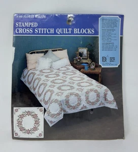 1987 Designs for the Needle Stamped Cross Stitch Quilt Blocks 109 Flower Wreath - Picture 1 of 4