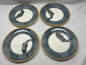 Set of Four (4) Williams Sonoma English Angler Fish Plate Bass Cod Salmon Trout - Picture 1 of 9