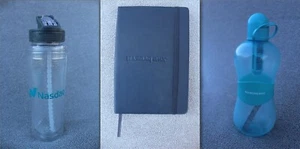 NASDAQ OMX Börse / Getränkebecher Wackel Wasserflaschen & Notizbuchblock NYSE - Bild 1 von 12