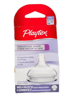Playtex Baby Breastlike Shape Nipples BPA Free 3m+ 2-pack Silicone Med Flow - Image 1 of 4