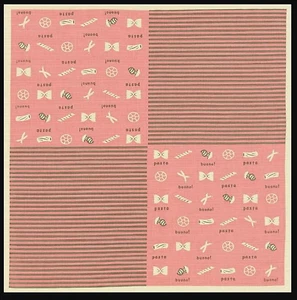 Japanese Furoshiki 19in pasta pattern Pink - Picture 1 of 3