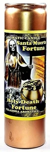 CANDLE AROMATIC COCKTAIL VELADORA HOLY DEATH FORTUNE SANTA MUERTE PAINTED GOLD - Picture 1 of 2