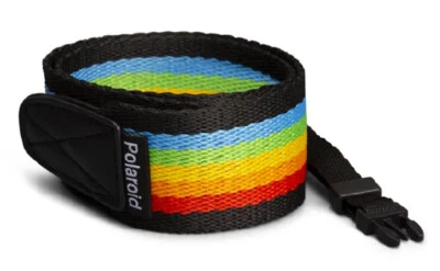 POLAROID Retro CAMERA STRAP FLAT in RAINBOW BLACK (UK Stock) # 006055 BNIB NEW - Image 1 of 4