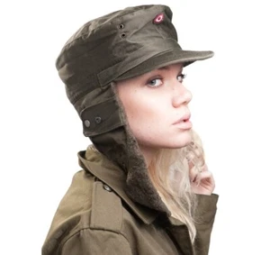 Vintage Austrian army lined winter hat cap military cold weather 1980s thermal - Imagen 1 de 3