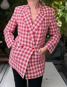 Vintage GUY LAROCHE Boutique Red and White Check Jacket Good Condition - Picture 1 of 10