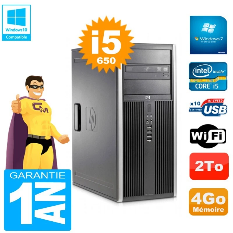 PC HP 8100 TOUR Core I5-650 RAM 4Go Disco 2To Grabador DVD Wifi W7 - Imagen 1 de 1