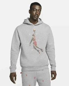 Nike Jordan Men Size Large Embroidered Fleece Pullover Hoodie DC9713-091 - Picture 1 of 7