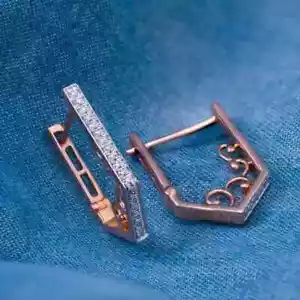 1Ct Round Cut Real Moissanite Beautiful Hoop Earring 14k Rose Gold-Plated Silver - Picture 1 of 7