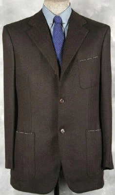 ©¿©_SUPER_PLUSH_NWT_$298O ISAIA HANDMADE_100%_CASHMERE_BLACK_&_COFFEE 42R 12504 - Image 1 of 4