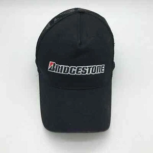 Bridgestone Embroidered Baseball Trucker Cap Hat Hook-Loop Mesh Back Black - Picture 1 of 7