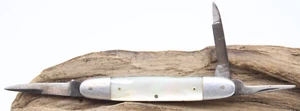 N.Y. KNIFE MER BRAND DOUBLE BLADE POCKET KNIFE PEARL HANDLE 3.5" CLOSED (KB) - Picture 1 of 6
