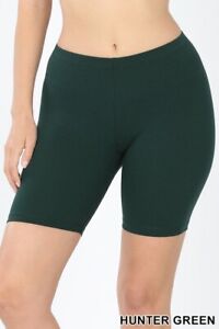 Pantalones cortos deportivos largos de nailon para mujer,de cintura alta,de secado r #Covert Green 