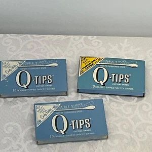 Vintage Q-Tips Cotton Swabs Flexible Sticks Boxed 10 Double-Tipped Safety Swabs - Picture 1 of 6