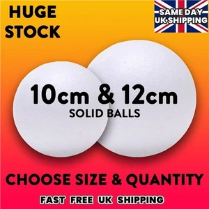 SOLID POLYSTYRENE BALLS 100mm & 120mm - White Foam Craft Sphere Sweet Tree - UK  - Picture 1 of 4