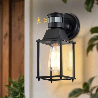 Outdoor Porch Light Motion Sensor Outdoor Wall Light Black Outdoor Light Fixture - Image 1 of 4