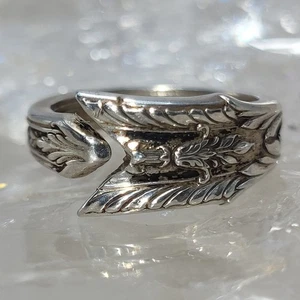 Vintage Wallace Arrow Rose Ring Flower Sterling Silver 925 Spoon Bypass Size 8 - Picture 1 of 11