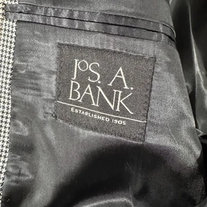 Jos. A. Blazer Bank Para Hombres 46R Gris Pata de Gallo Ajuste A Medida Lana Seda Viajero - Imagen 1 de 9