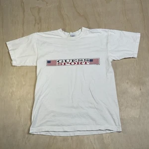 Camiseta pequeña blanca vintage Y2K Guess Sports para hombre EE. UU. DE COLECCIÓN - Imagen 1 de 9