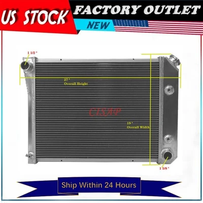 Aluminum Radiator Fit Chevrolet Nova 4.1L 4.3L 5.0L 5.7L V8 1972-1979 AT 3Rows - Image 1 of 4