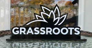 Grassroots Cannabis Shelf Display - Black and white layered plexi - TERRIFIC! - Picture 1 of 5