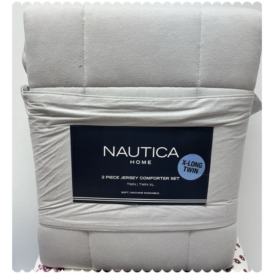 Conjunto de edredom Nautica Home 2 peças jersey cinza duplo/gêmeo GG novo - Imagem 1 de 2