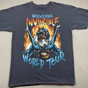 WOLVERINE INVINCIBLE WORLD TOUR T SHIRT MENS MEDIUM GRAY MARVEL X-MEN COMICS M - Picture 1 of 8