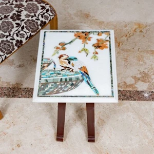 14"x17" Marble Center Table Top Handmade Semi precious stones Handmade Art - Picture 1 of 3