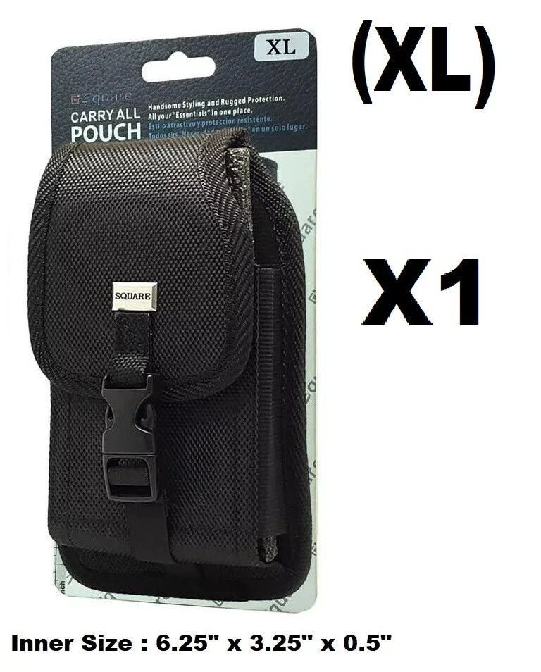 (XL) CELL PHONE VERTICAL RUGGED POUCH WITH METAL CLIP BELT LOOP HOLSTER  - Image 1 of 4