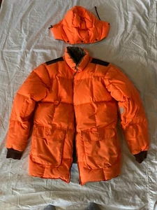 Cabelas Reversible Orange/Real tree Goose Down Detach Hood Jacket. Medium Tall - Picture 1 of 8