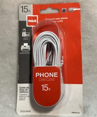RCA 15ft Phone Line Cord TP231WHR  White New Plug NEW - Image 1 of 4