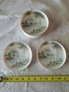 Platillo pequeño de bambú pintado a mano Kutani China monte Fuji 5 1/4" guc 6 disponible - Imagen 1 de 3