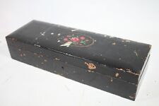 Vintage Victorian Black Pine Wooden Box 10.5" x 3.5" x 2,1/4"