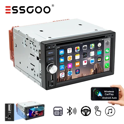 Double DIN 6.2"Car Stereo Android Auto Apple Carplay CD DVD Head Unit FM USB AUX - Image 1 of 4