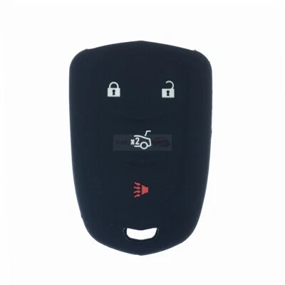 Fit Cadillac 4 Button Smart Remote Keyless Key Fob Silicone Case Cover Black - Image 1 of 4