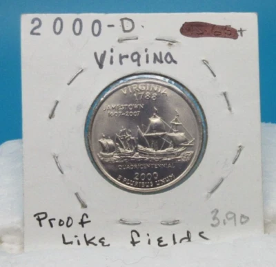 Proof Like 2000-D Virginia State QUARTER 25 cents COIN / Mint State 67 - Image 1 of 2