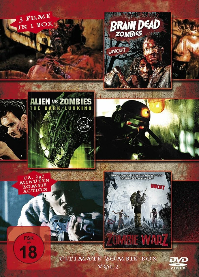 Brain Dead Zombies + Alien vs. Zombies + Zombie Warz - UNCUT - 3 DVD Box - FSK18 - Bild 1 von 1