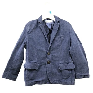 H&M Boys Size 5 Linen Blend Blazer Suit Jacket 2 Button Blue Formal - Picture 1 of 9