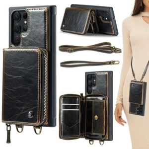 Handyhülle Für Samsung S23 S22 S21 Leder Kartenfach Schutzhülle mit Band Tasche - Bild 1 von 18