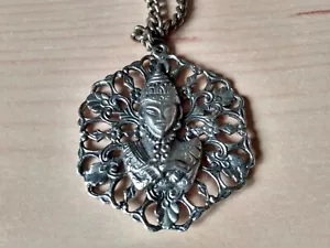 VINTAGE INDONESIAN BUDDHA METAL PENDANT chain NECKLACE - Picture 1 of 4