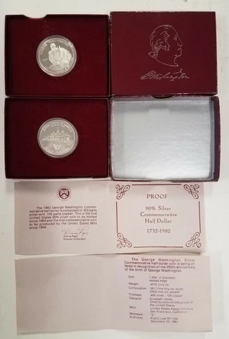 CS.582SWSCiO US MINT COMMEM 50C YEAR 1982-S WASHINGTON PROOF COIN SET TONED OGP! Cover