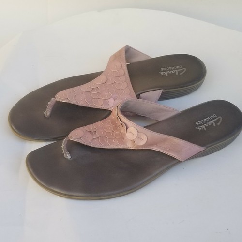 Sandali donna Clarks pieghevoli in pelle blush con zeppa e slide 10 M