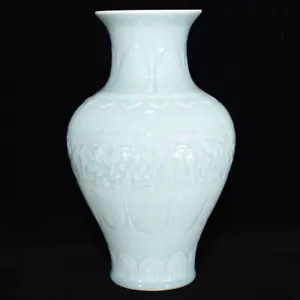 Botella cola de pez esmaltada Qing antigua dinastía Qianlong Celadon de 13,4"" China - Imagen 1 de 9