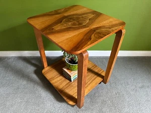 Walnut Art Deco Two Tier Table Trolley with Castors, 1950s, Marked Yugoslavia - Picture 1 of 8