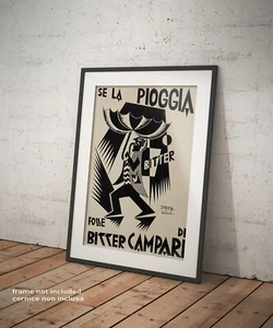 🎨 Poster Depero Se la Pioggia Fosse di Bitter Campari Manifesto bevande Vintage - Imagen 1 de 3