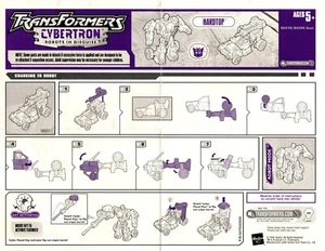 Transformers Cybertron Hardtop Instruction Sheet Hasbro 2005 - Picture 1 of 1