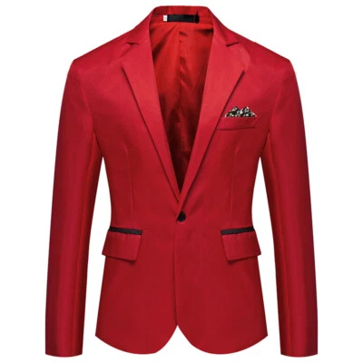 Men's Tuxedo Jacket Notched Lapel One Button Suit Blazer for Dinner Wedding Pro∂ - Image 1 of 4
