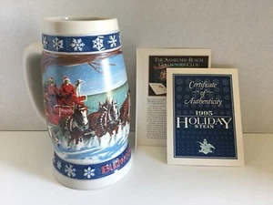 1995 Budweiser Feiertag Weihnachten Bier Stein Clydesdales Beleuchtung den Weg nach Hause - Bild 1 von 5