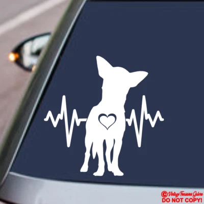 CHIHUAHUA LIFELINE Vinilo Calcomanía Adhesiva Coche Ventana Parachoques Perro Pata Amor Latido del Corazón Foto 1 de 2