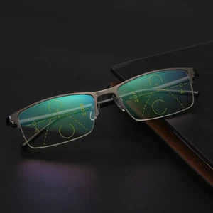 Ultralight Progressive Multifocal Men Half-rim Women Reading Glasses +1.0 ~ +4.0 - Picture 1 of 11